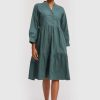 Reistor Dresses | Ruched Midi Dress Poplin Green