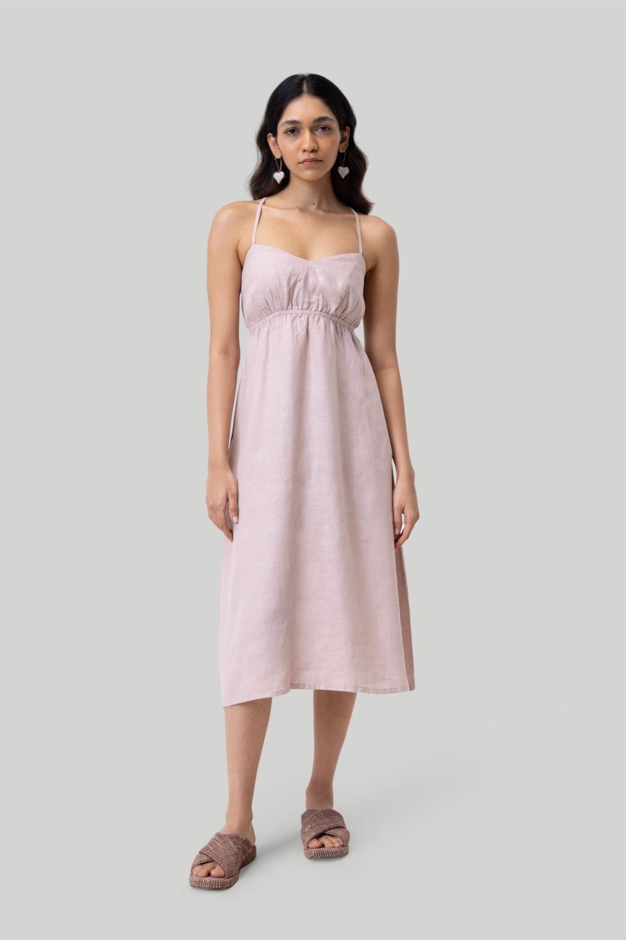 Reistor Dresses | Strappy Midi Camisole Dress In Pink Hemp Pink