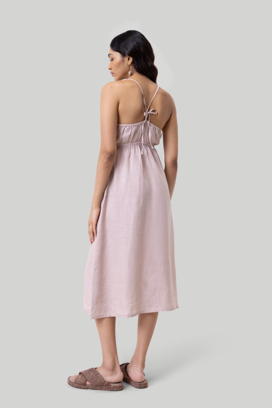 Reistor Dresses | Strappy Midi Camisole Dress In Pink Hemp Pink