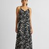 Reistor Dresses | Midi Slip Dress In Black Florals Floral Monochrome Magic