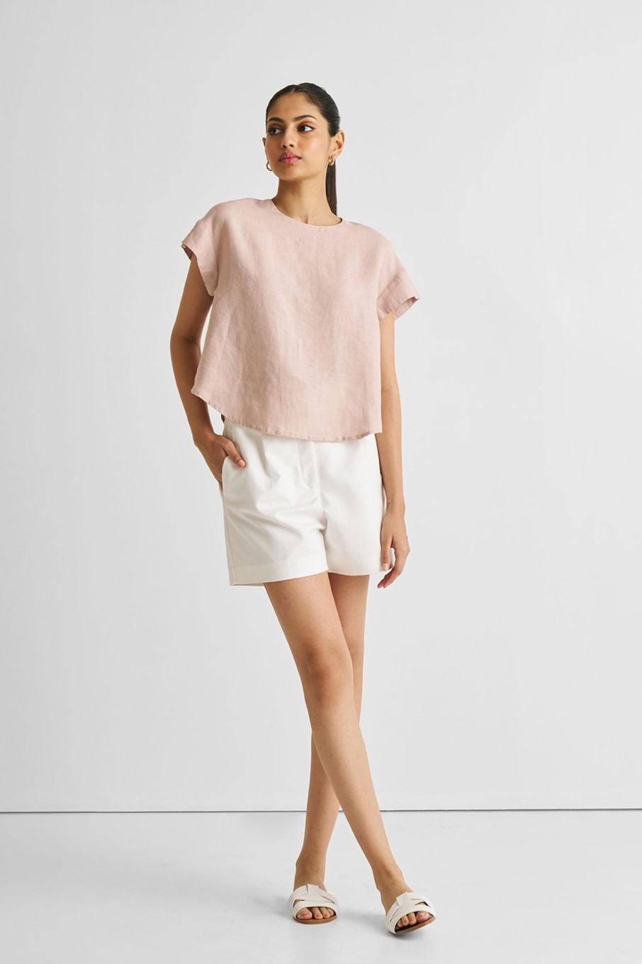 Reistor Tops | Cap Sleeved Everyday Top In Dusty Pink