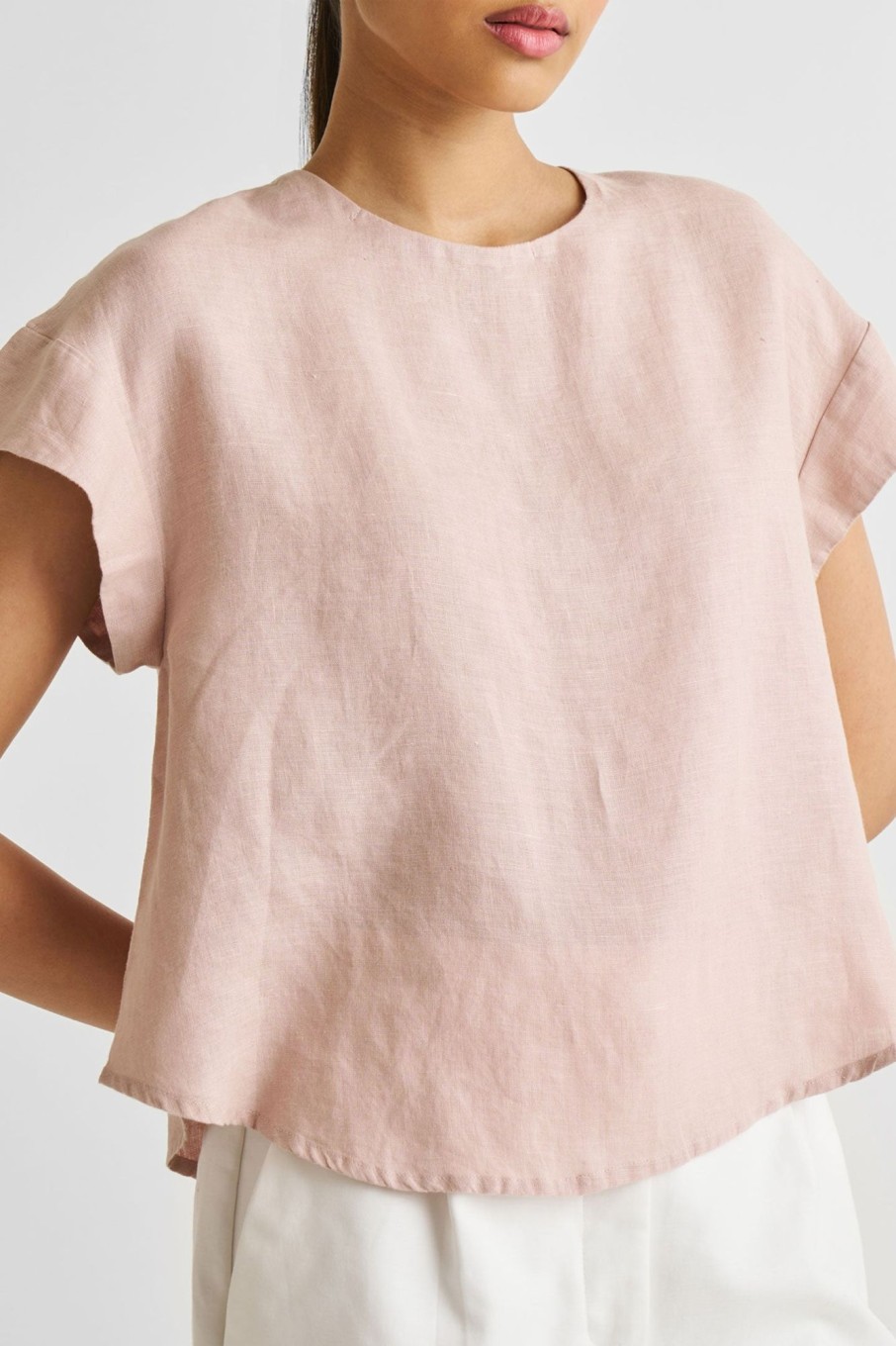 Reistor Tops | Cap Sleeved Everyday Top In Dusty Pink