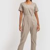 Reistor Jumpsuits | Overlap Jumpsuit Poplin Ecru