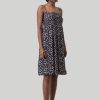 Reistor Dresses | Ruched Strappy Mini Black Floral Dress Monochrome-Medley