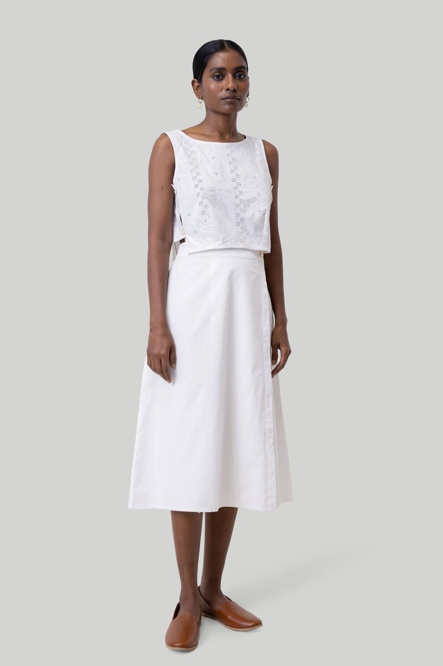 Reistor Skirts | Overlap Midi Skirt Coconut White