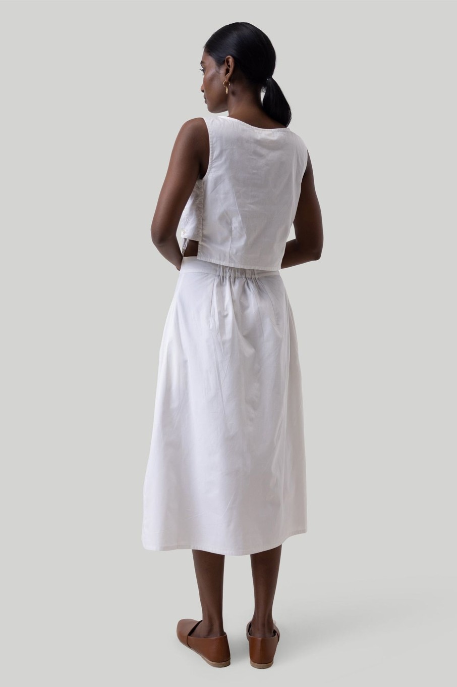 Reistor Skirts | Overlap Midi Skirt Coconut White