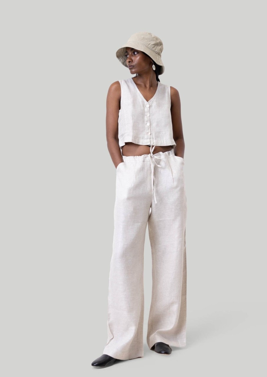 Reistor Pants | Wide Leg Linen Pants Coconut White