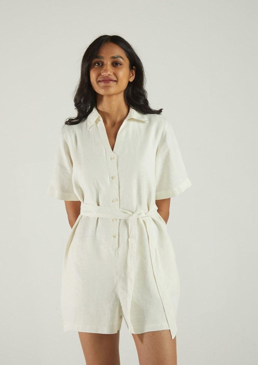 Reistor Jumpsuits | Barefoot In The Park Romper Shell Off-White