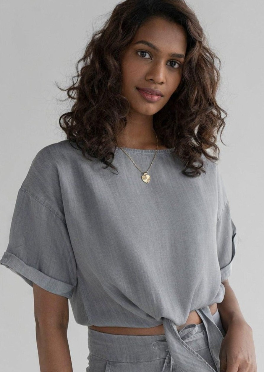 Reistor Tops | Twist And Sway Top Stone Grey