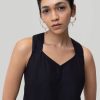 Reistor Tops | Crossback Button Up Tank Top Black