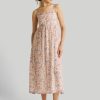 Reistor Dresses | Strappy Gathered Midi Dress In Pink Florals Petal Fusion