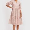 Reistor Dresses | Ruched Midi Dress Coral Rush