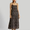 Reistor Dresses | Strappy Tiered Maxi Dress In Black Florals Wildflower Waltz