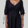 Reistor Dresses | Gathered Elbow Sleeve Short Dress In Black