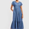 Reistor Dresses | Tiered Shirt Dress Ultramarine Blue