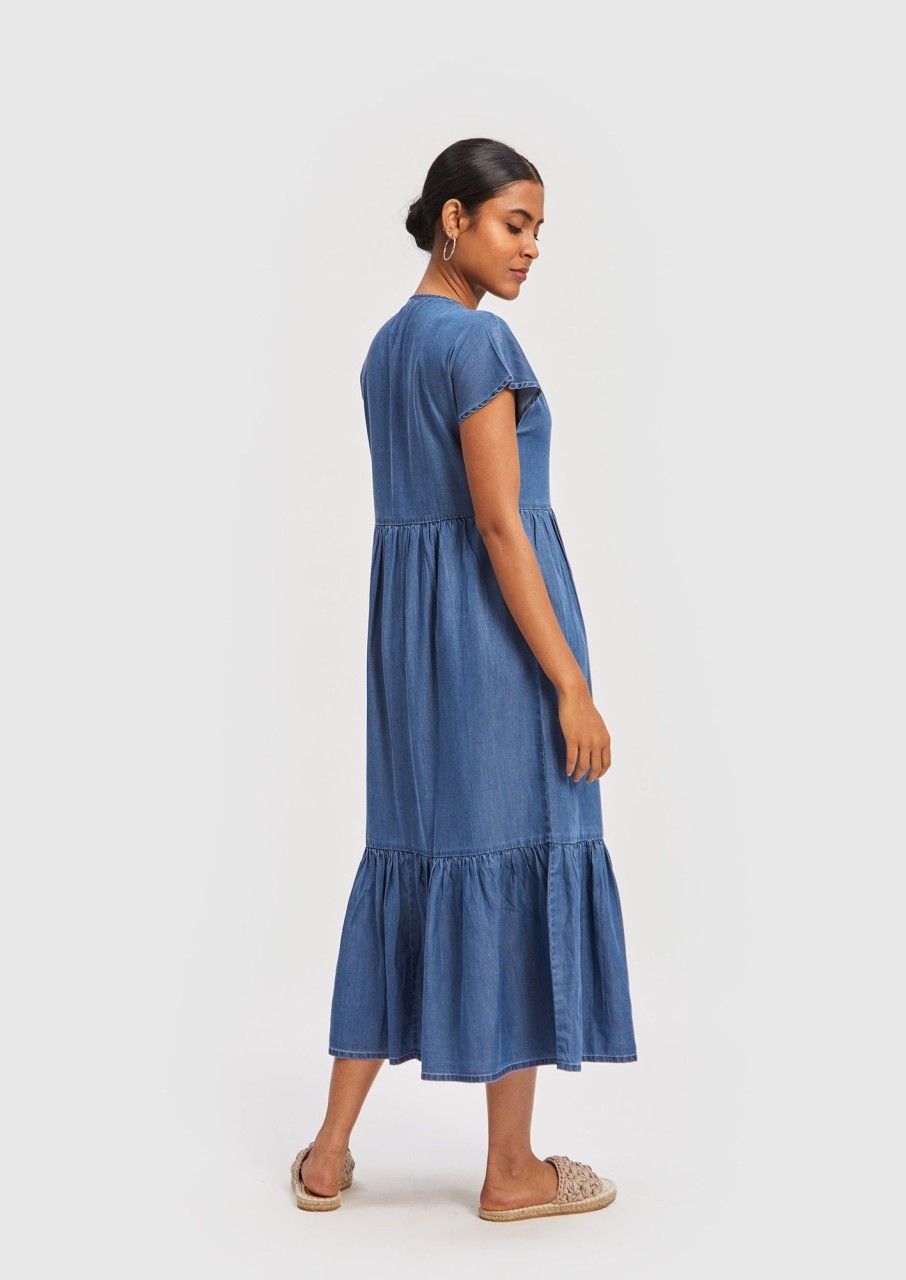 Reistor Dresses | Tiered Shirt Dress Ultramarine Blue