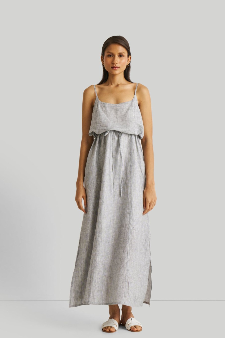 Reistor Dresses | Strappy Pin Striped Maxi Dress Pin-Striped Linen