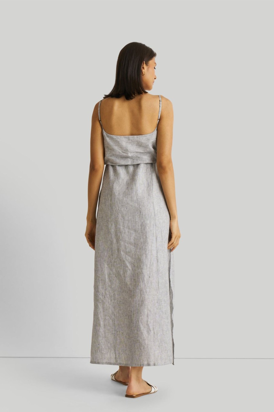 Reistor Dresses | Strappy Pin Striped Maxi Dress Pin-Striped Linen