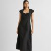 Reistor Dresses | Ruched Dress With Front Slit In Black