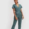 Reistor Jumpsuits | Cropped Wrap Jumpsuit Poplin Green