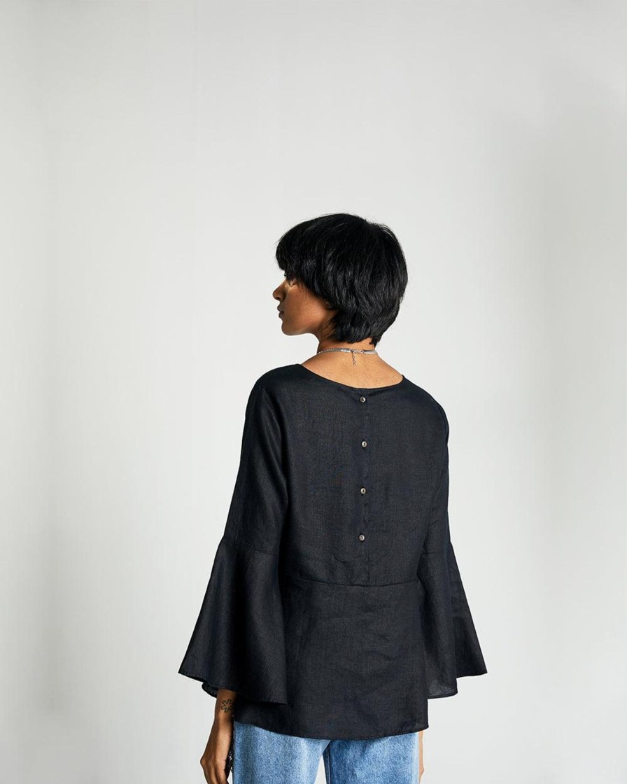 Reistor Tops | The Button Back Shirt Black