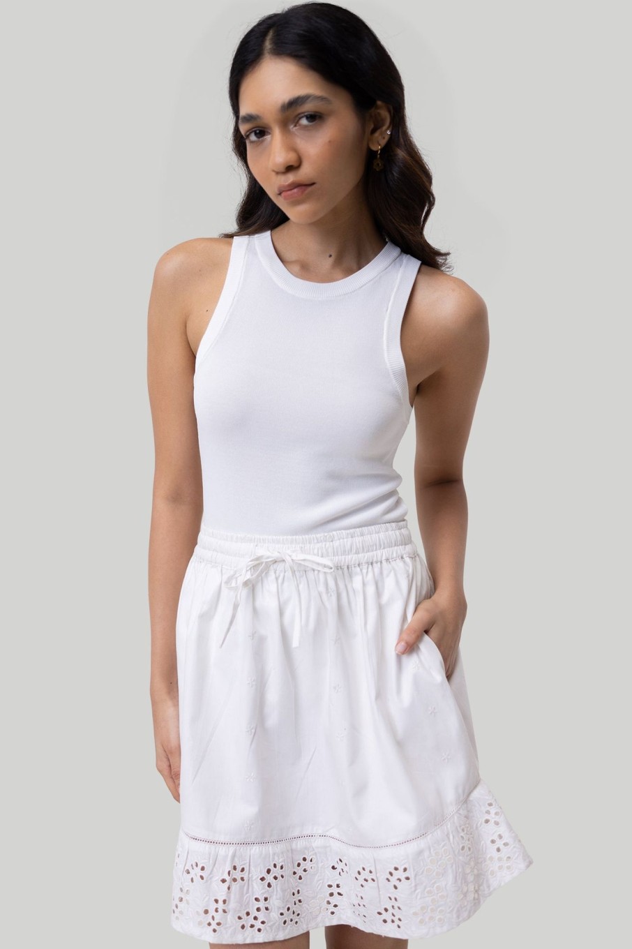 Reistor Skirts | Drawstring Short Skirt White