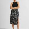 Reistor Skirts | Floral Skirt With Front Slit Floral Monochrome Magic