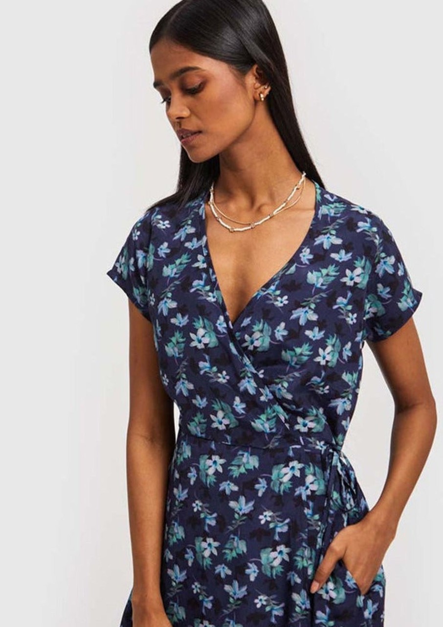 Reistor Dresses | Short Wrap Dress Midnight-Florals