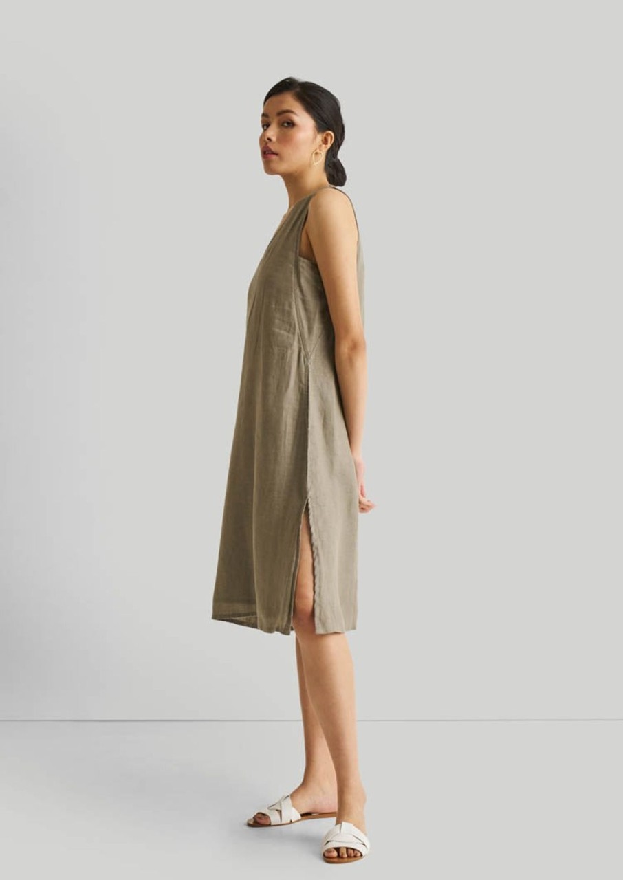 Reistor Dresses | Reading Tea Leaves Dress In Dark Olive Hemp Dark Green