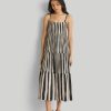 Reistor Dresses | Strappy Tiered Maxi Dress In Black Stripes Striped Down