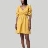 Reistor Dresses | Gathered Elbow Sleeve Short Dress In Mustard Tuscan Sun