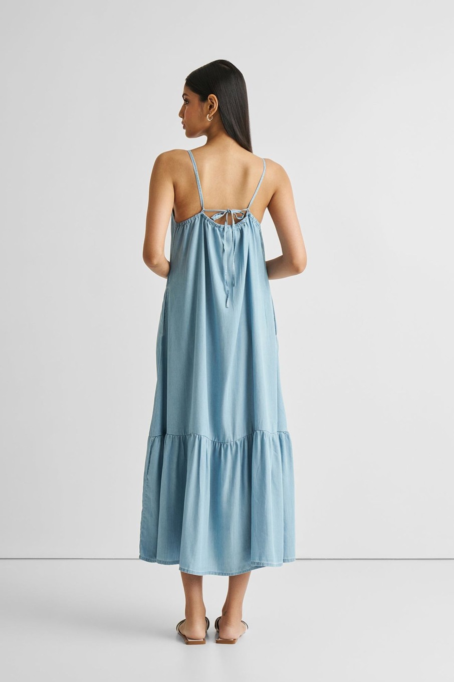 Reistor Dresses | Flowy Maxi Dress In Blue Denim Ocean Blue