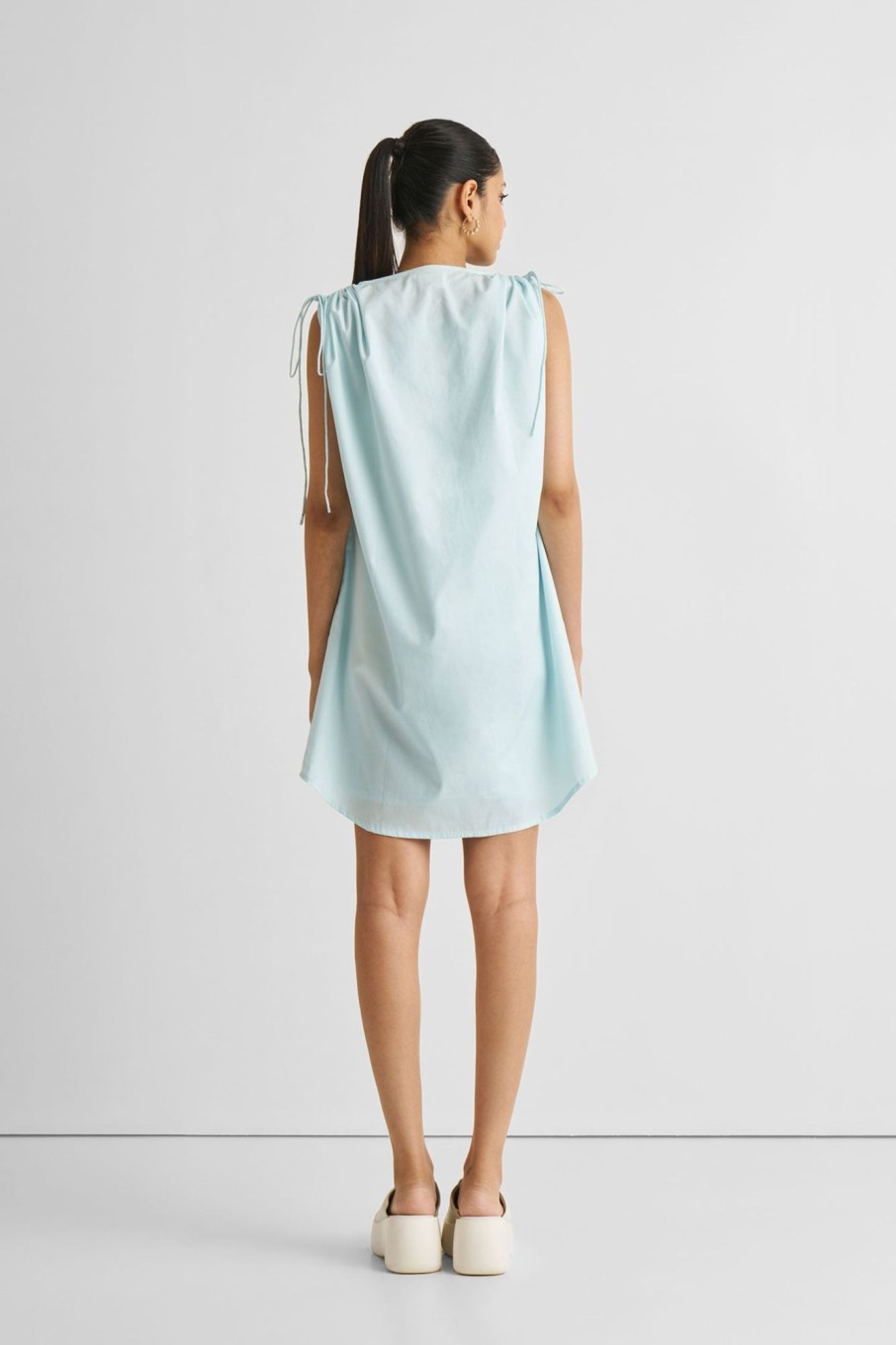 Reistor Dresses | Shirt Dress With Shoulder Tie Details In Summer Blue