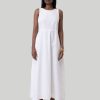 Reistor Dresses | Cross-Back Midi Dress In Eyelet Embroidery Coconut White