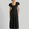 Reistor Dresses | Puff Sleeve Tiered Maxi Dress In Black