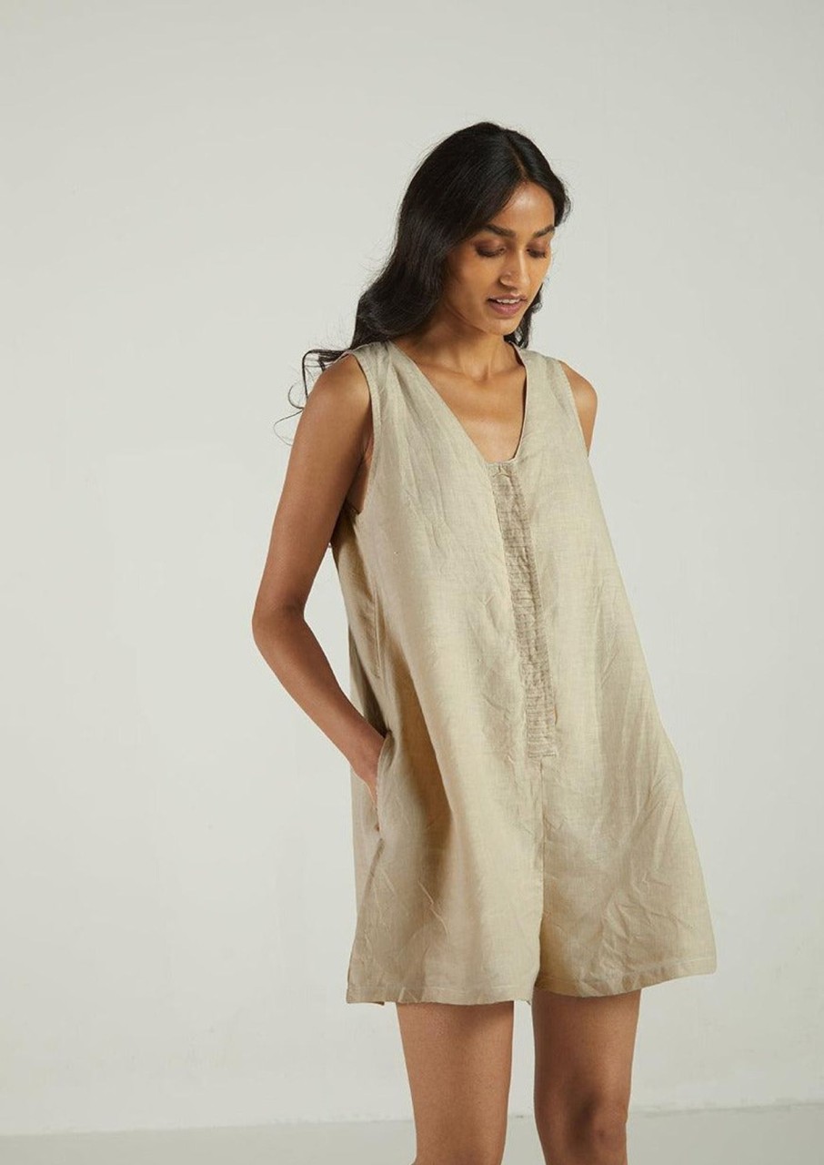 Reistor Jumpsuits | Romp And Play Romper Sand Beige