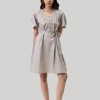 Reistor Dresses | Pleated Tent Dress In Ecru Poplin Ecru