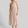 Reistor Dresses | Strappy Gathered Floral Midi Dress Remixed Wildflowers