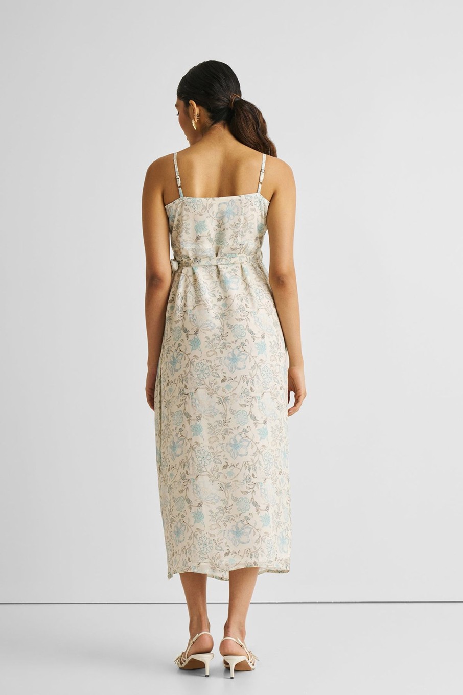 Reistor Dresses | Strappy Wrap Dress In Blue Florals Lily Love