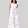 Reistor Dresses | Sleeveless Embroidered Tiered Maxi Dress Coconut White